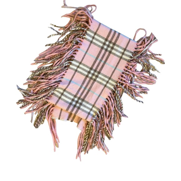 Burberry London authentic vintage cashmere fringe scarf classic check Pink - Picture 2 of 3